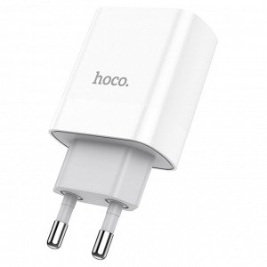 Сетевое зарядное устройство HOCO C80A Rapido 1xUSB + 1xUSB-C, 3.1A, 20W, белый