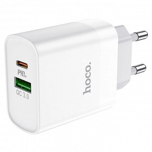 Сетевое зарядное устройство HOCO C80A Rapido 1xUSB + 1xUSB-C, 3.1A, 20W, белый