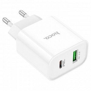 Сетевое зарядное устройство HOCO C80A Plus 1xUSB + 1xUSB-C, 3.0A, 20W, белый