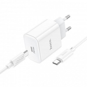 Сетевое зарядное устройство HOCO C76A Pro Majestic 1xUSB-C с Кабелем Type-C - Type-C, 30W, белый