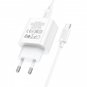 Сетевое зарядное устройство HOCO C76A Pro Majestic 1xUSB-C с Кабелем Type-C - Type-C, 30W, белый