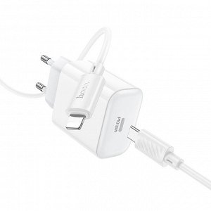 Сетевое зарядное устройство HOCO C76A Pro Majestic 1xUSB-C с Кабелем Type-C - Lightning, 30W, белый