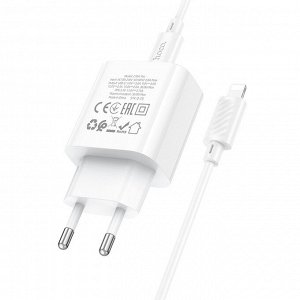 Сетевое зарядное устройство HOCO C76A Pro Majestic 1xUSB-C с Кабелем Type-C - Lightning, 30W, белый