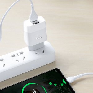 Сетевое зарядное устройство HOCO C73A Glorious 2xUSB, 2.4A, 10.8W, белый