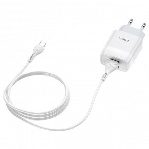 Сетевое зарядное устройство HOCO C73A Glorious 2xUSB с Кабелем USB - Type-C, 2.4A, 10.8W, белый