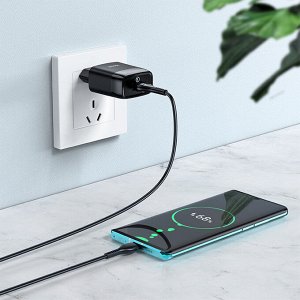 Сетевое зарядное устройство HOCO C72Q Glorious 1xUSB с Кабелем USB - Type-C, 3.0A, 18W, черный