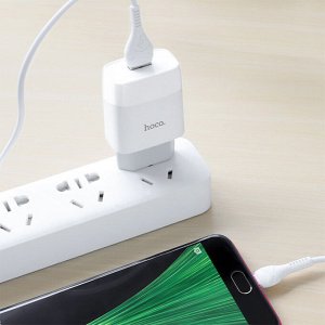 Сетевое зарядное устройство HOCO C72A Glorius single 1xUSB с Кабелем USB - Micro, 2.1A, 10W, белый
