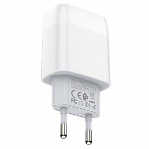 Сетевое зарядное устройство HOCO C72A Glorius single 1xUSB с Кабелем USB - Lightning, 2.1A, 10W, белый