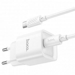Сетевое зарядное устройство HOCO C146A Charm 1xUSB-C с Кабелем Type-C - Type-C, 20W, белый
