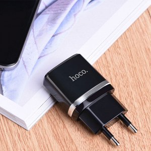 Сетевое зарядное устройство HOCO C12 Smart 2xUSB, 2.4A, черный
