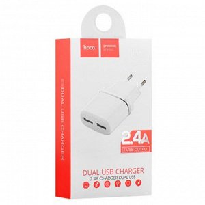 Сетевое зарядное устройство HOCO C12 Smart 2xUSB, 2.4A, белый