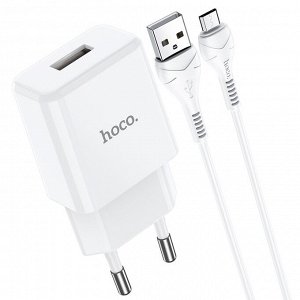 Сетевое зарядное устройство HOCO N9 Especial 1xUSB с Кабелем USB - Micro, 2.1A, 10W, белый