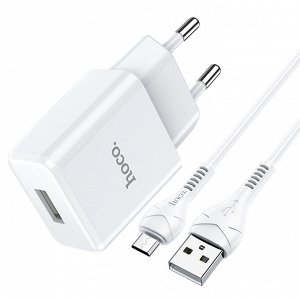 Сетевое зарядное устройство HOCO N9 Especial 1xUSB с Кабелем USB - Micro, 2.1A, 10W, белый