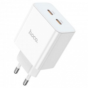 Сетевое зарядное устройство HOCO C108A Leader 2xUSB-C, 3.0A, 35W, белый