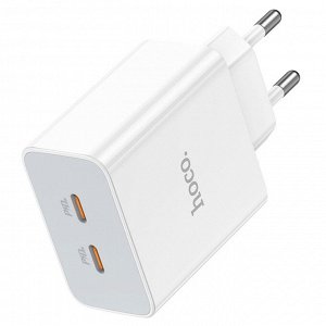 Сетевое зарядное устройство HOCO C108A Leader 2xUSB-C, 3.0A, 35W, белый