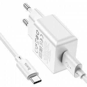 Сетевое зарядное устройство HOCO C106A 1xUSB с Кабелем USB - Type-C, 2.1A, 10.5W, белый