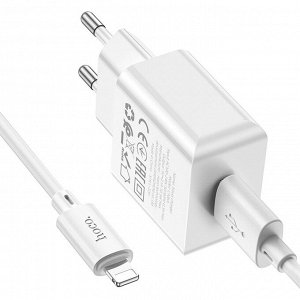 Сетевое зарядное устройство HOCO C106A 1xUSB с Кабелем USB - Lightning, 2.1A, 10.5W, белый
