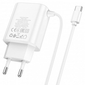 Сетевое зарядное устройство HOCO C103A Courser 2xUSB с Кабелем Type-C, 2.1A, 10W, белый