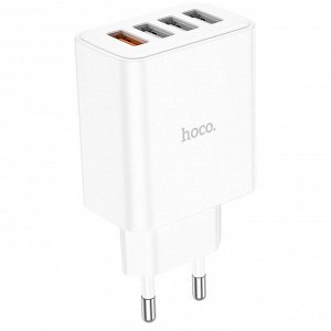 Сетевое зарядное устройство HOCO C102A Fuerza 4xUSB, 2.1A, 18W, белый