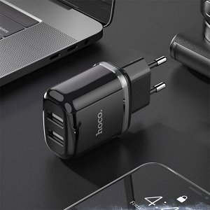 Сетевое зарядное устройство HOCO N4 Aspiring 2xUSB, 2.4A, 10.8W, черный