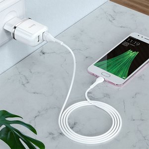 Сетевое зарядное устройство HOCO N4 Aspiring 2xUSB, 2.4A, 10.8W, белый