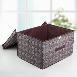 Короб для хранения с крышкой «Клетка», 60×40×30 см, цвет серо-коричневый