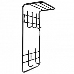 Вешалка настенная с полкой на 5 крючков, 41?25?74,5 см, цвет чёрный