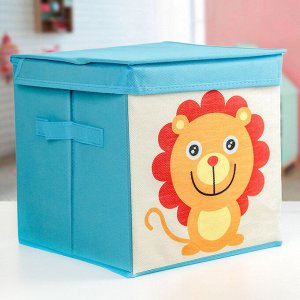 Короб для хранения с крышкой «Львёнок», 25x25x25 см, цвет МИКС