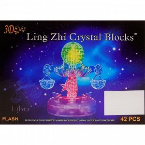 Пазл 3D кристаллический, «Знак зодиака Весы» ,42 детали, световые эффекты, работает от батареек