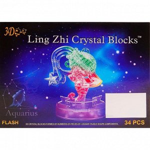 Пазл 3D кристаллический, «Знак зодиака Водолей», 34 детали, световые эффекты, работает от батареек