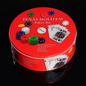 Покер, набор для игры (карты 2 колоды, фишки 240 шт, сукно 60х90 см), микс