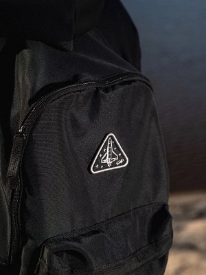 Рюкзак текстильный РОСКОСМОС х ONLYTOP, 42x28.5x14, с карманами, чёрный