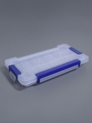 Органайзер для хранения мелочей, с подвесом, 15 ячеек, 23x12x3.5 см, прозрачный, синий