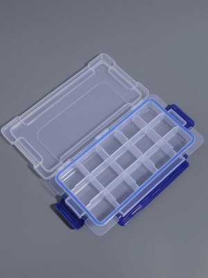 Органайзер для хранения мелочей, с подвесом, 15 ячеек, 23x12x3.5 см, прозрачный, синий