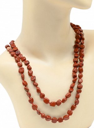 Бусы длинные из яшмы красной галтовка, 120см