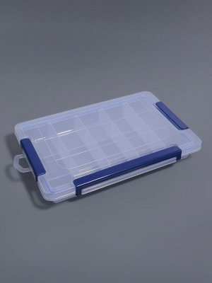 Органайзер для хранения мелочей, с подвесом, 15 ячеек, 27x17x4.3 см, прозрачный, синий