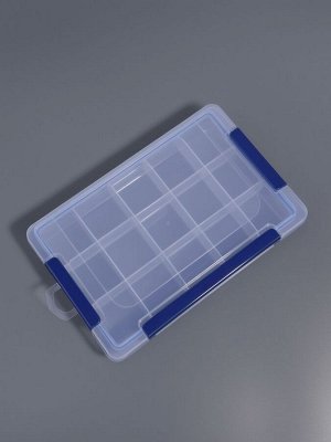 Органайзер для хранения мелочей, с подвесом, 15 ячеек, 27x17x4.3 см, прозрачный, синий