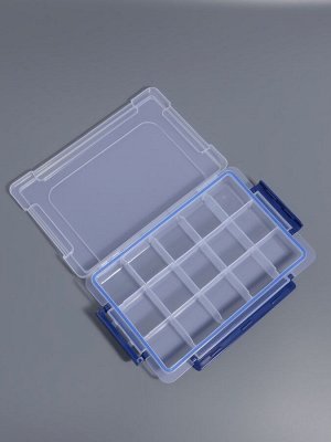 Органайзер для хранения мелочей, с подвесом, 15 ячеек, 27x17x4.3 см, прозрачный, синий