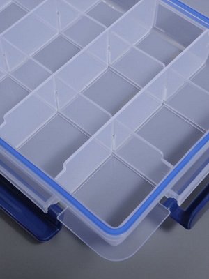 Органайзер для хранения мелочей, с подвесом, 15 ячеек, 27x17x4.3 см, прозрачный, синий