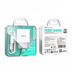 Сетевое зарядное устройство HOCO C76A Pro Majestic 1xUSB-C с Кабелем Type-C - Type-C, 30W, белый