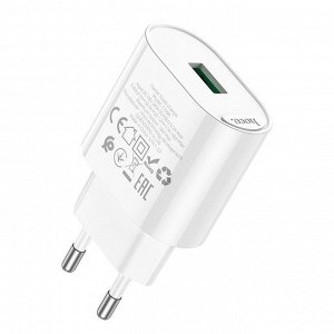 Сетевое зарядное устройство HOCO C109A Fighter 1xUSB, 3.0A, 18W, белый