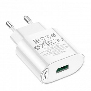 Сетевое зарядное устройство HOCO C109A Fighter 1xUSB, 3.0A, 18W, белый