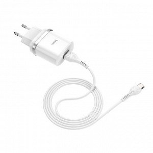 Сетевое зарядное устройство HOCO C12Q Smart 1xUSB с Кабелем USB - Type-C, 3A, 18W, белый