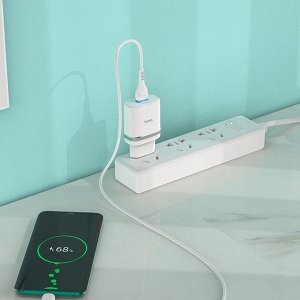 Сетевое зарядное устройство HOCO C12Q Smart 1xUSB с Кабелем USB - Type-C, 3A, 18W, белый
