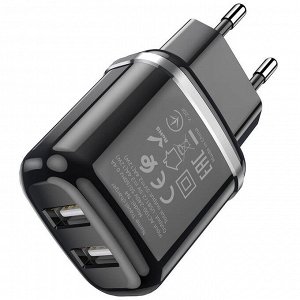 Сетевое зарядное устройство HOCO N4 Aspiring 2xUSB, 2.4A, 10.8W, черный