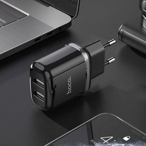 Сетевое зарядное устройство HOCO N4 Aspiring 2xUSB, 2.4A, 10.8W, черный