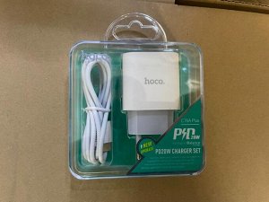 Сетевое зарядное устройство HOCO C76A Plus Speed 1xUSB-C с Кабелем Type-C - Lightning, 3A, 20W, белый