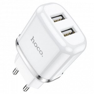 Сетевое зарядное устройство HOCO N4 Aspiring 2xUSB, 2.4A, 10.8W, белый