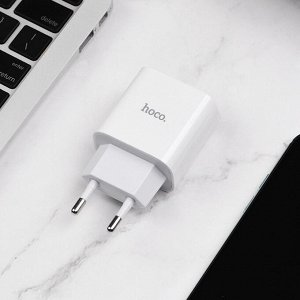 Сетевое зарядное устройство HOCO C76A Plus Speed 1xUSB-C с Кабелем Type-C - Lightning, 3A, 20W, белый