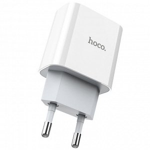 Сетевое зарядное устройство HOCO C76A Plus Speed 1xUSB-C с Кабелем Type-C - Lightning, 3A, 20W, белый